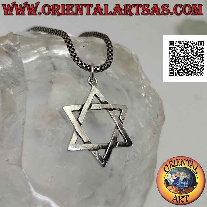 Silver pendant, star of David or seal of Solomon 25 mm (braided)