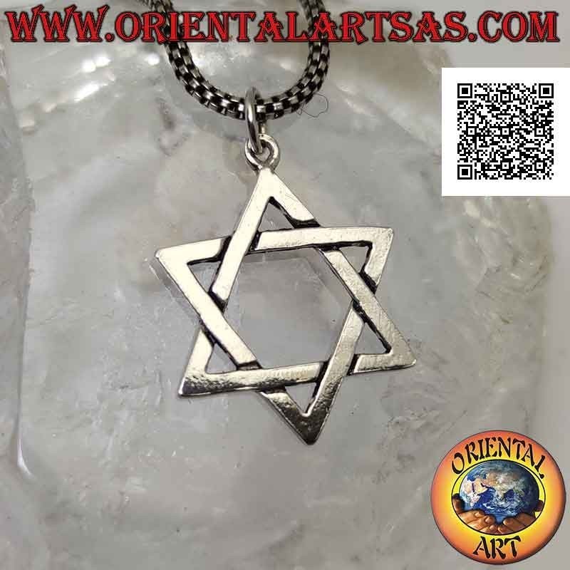 Silver pendant, star of David or seal of Solomon 25 mm (braided)