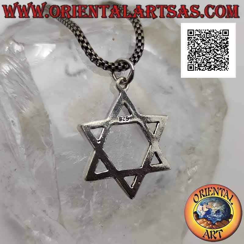 Pendentif en argent, étoile de David ou sceau de Salomon 25 mm (tressé)