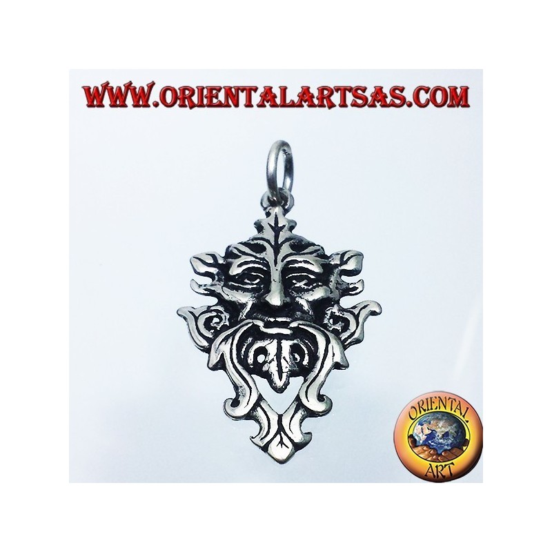 silver pendant, celtic green man