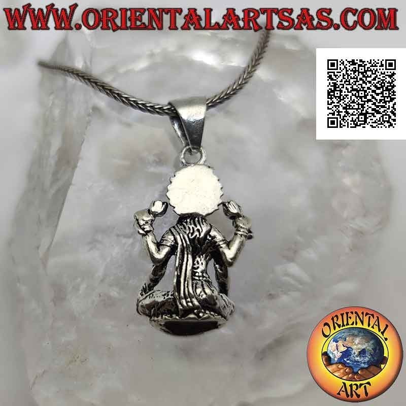 Pendentif en argent, statue de Vishnu (divinité védique masculine) en position assise