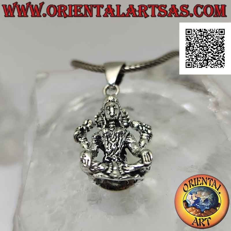 Silver pendant, statue of Vishnu (male Vedic deity) in a sitting position