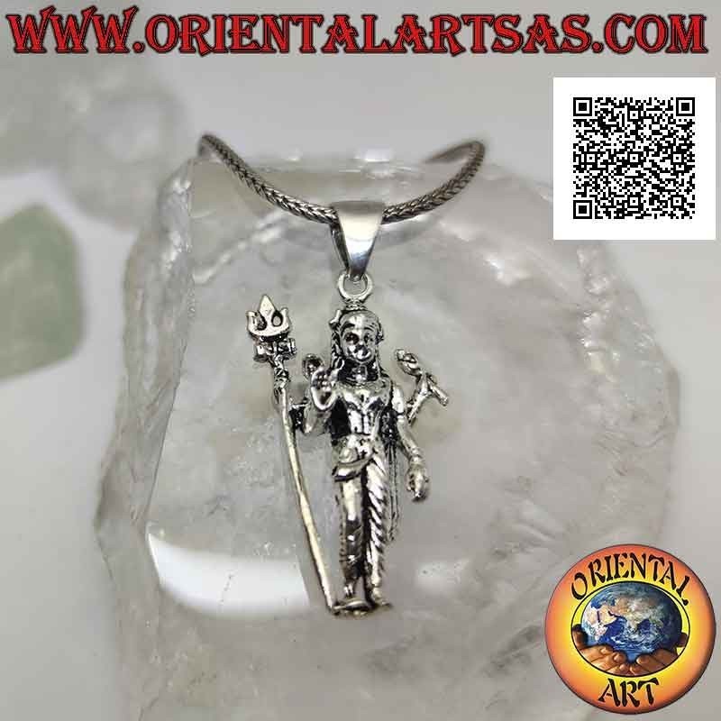Pendentif en argent, statue de Śiva (divinité masculine post-védique) debout