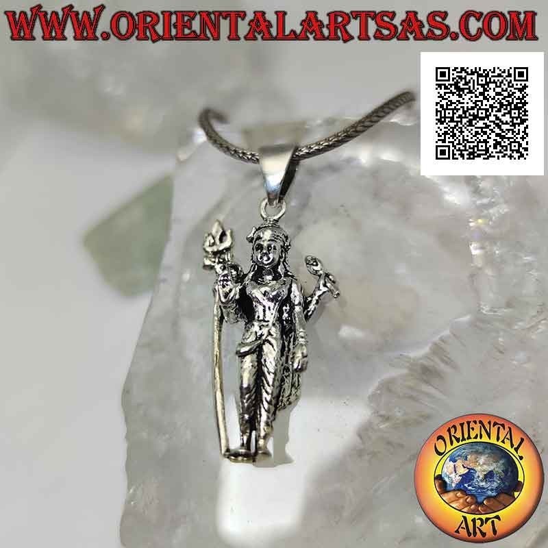 Colgante de plata, estatua de Śiva (deidad masculina post védica) de pie