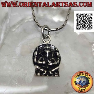 Pendentif en argent, statue de Ganesh ou Ganesh (dieu éléphant) sur fond rond