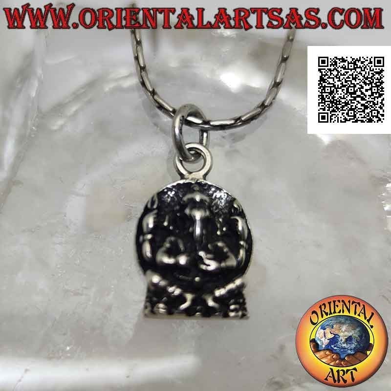 Pendentif en argent, statue de Ganesh ou Ganesh (dieu éléphant) sur fond rond