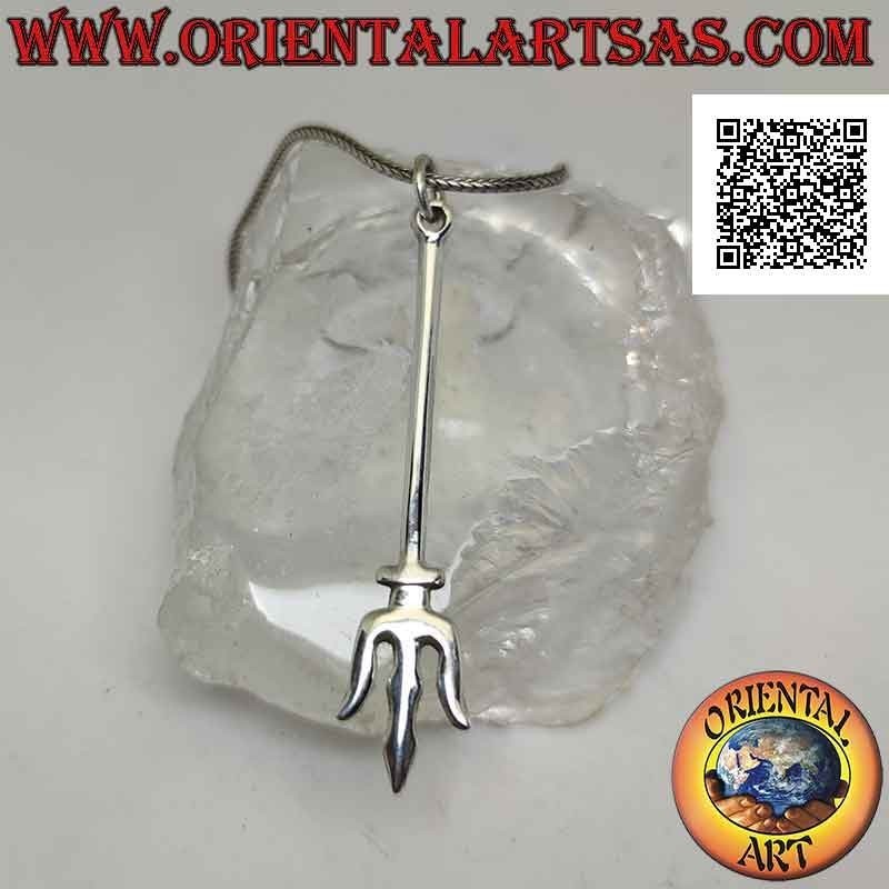 Colgante de plata, trishula (tridente del sur de la India) arma-símbolo del dios hindú Siva