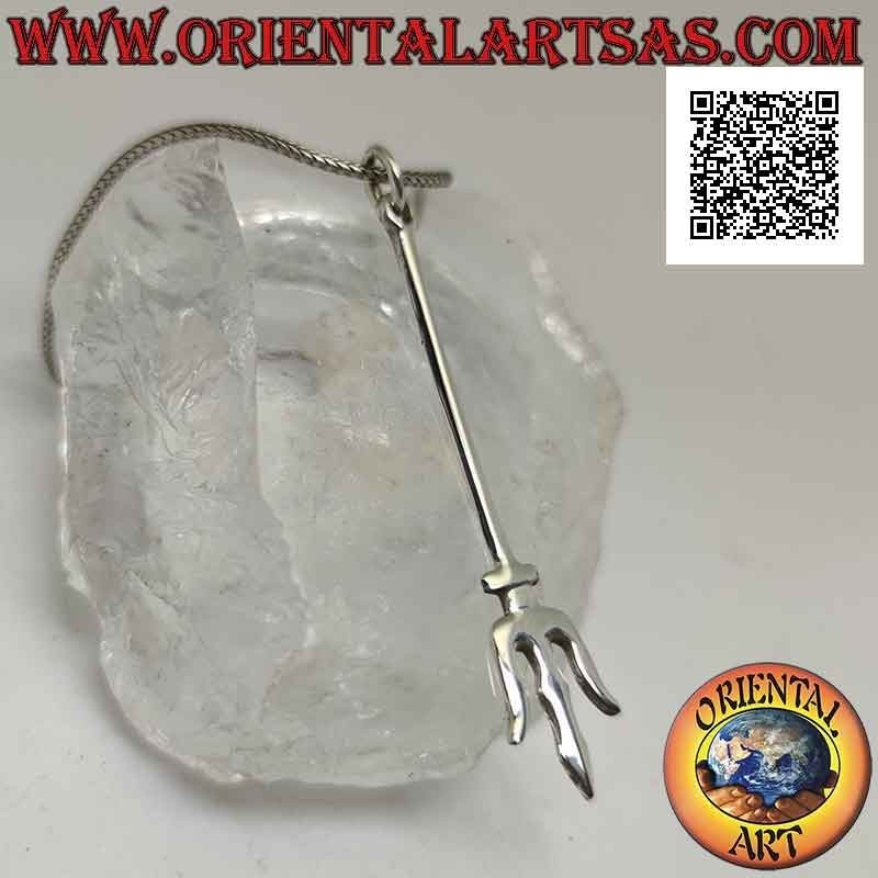 Pendentif en argent, trishula (trident indien du sud) arme-symbole du dieu hindou Siva