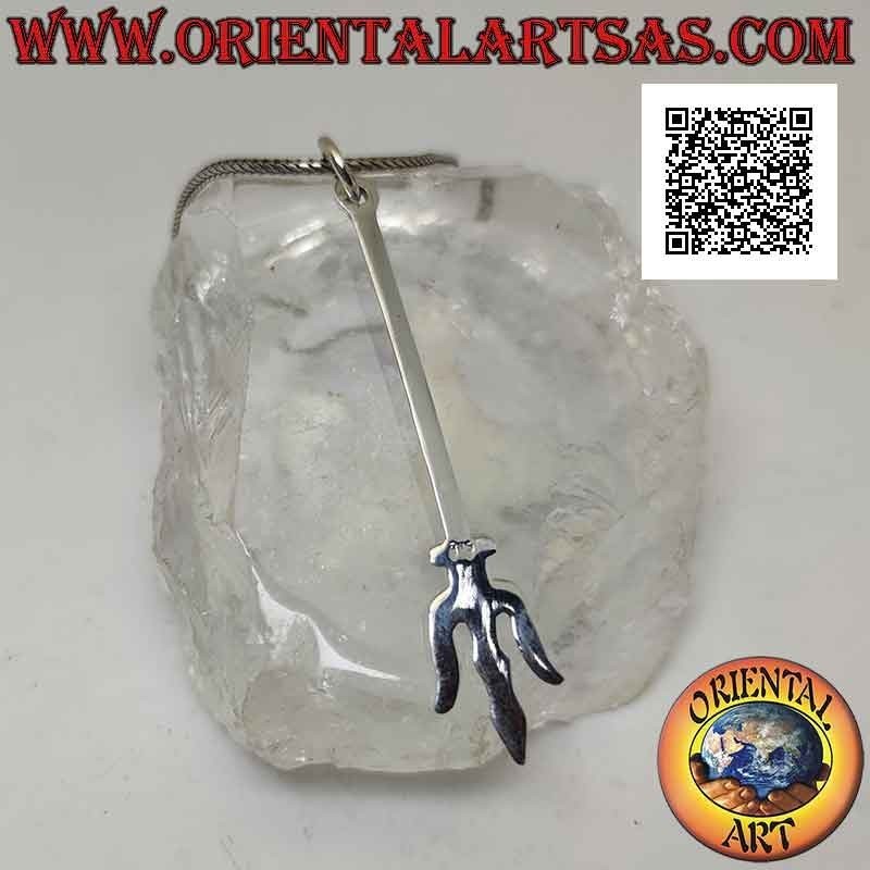 Pendentif en argent, trishula (trident indien du sud) arme-symbole du dieu hindou Siva
