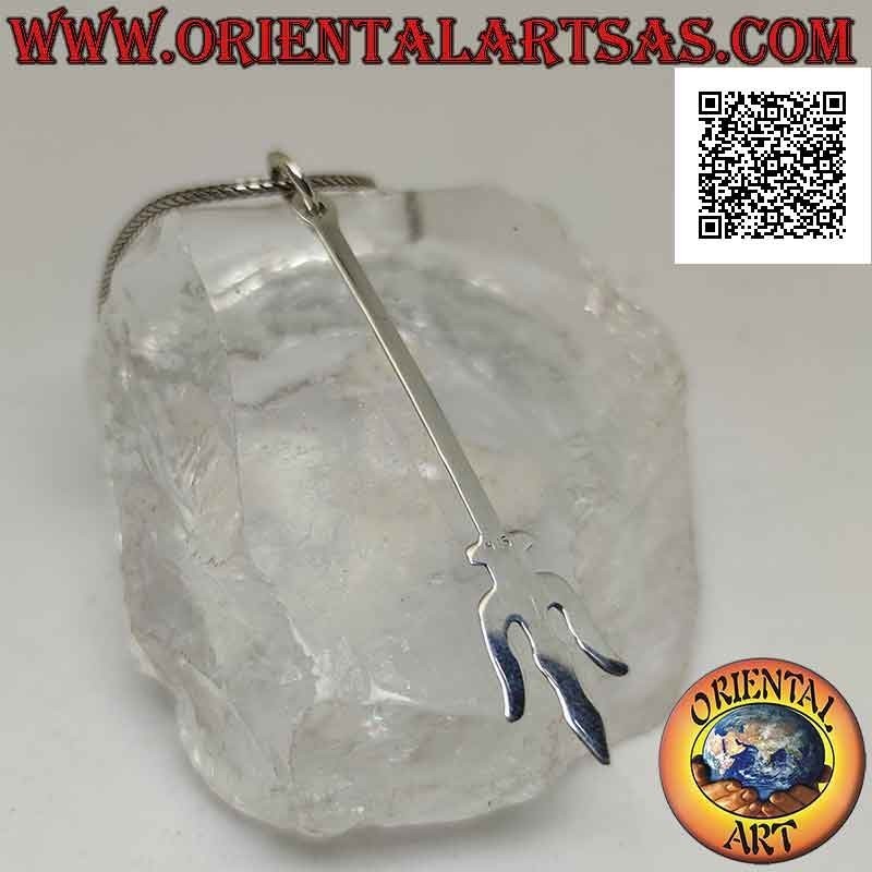 Ciondolo in argento, trishula (tridente dell'India meridionale) simbolo-arma del dio indù Siva