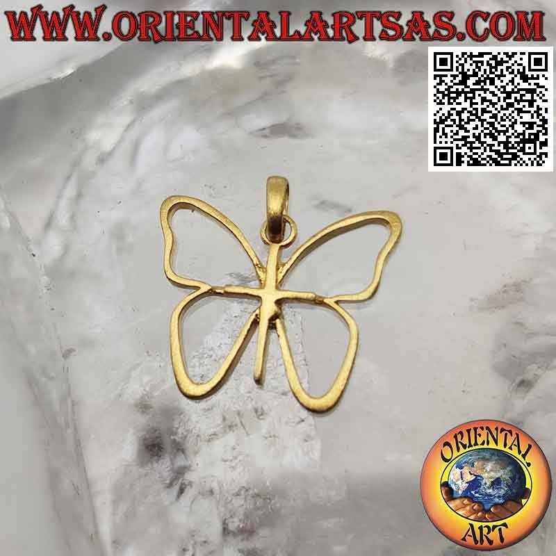 Colgante de plata, contorno de mariposa con alas bañadas en oro.