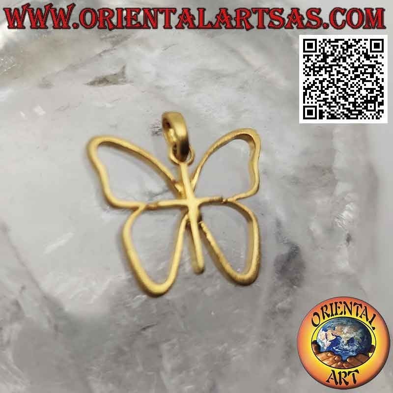 Colgante de plata, contorno de mariposa con alas bañadas en oro.
