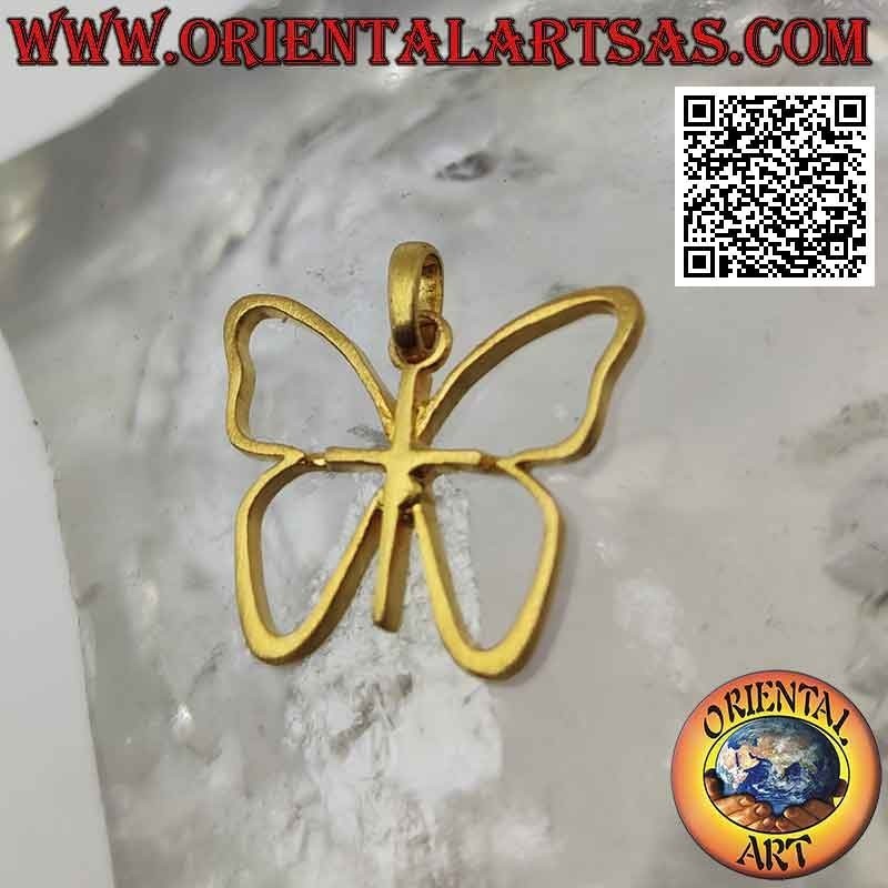 Silver pendant, contour of a butterfly with gold-plated wings