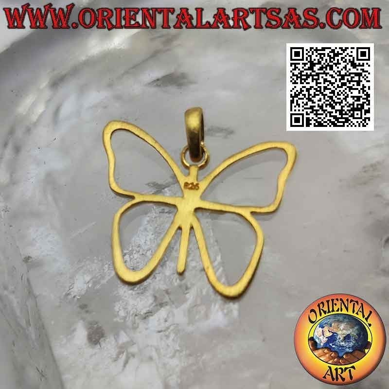 Pendentif en argent, contour d'un papillon aux ailes plaquées or