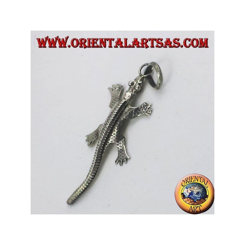 silver pendant, gecko