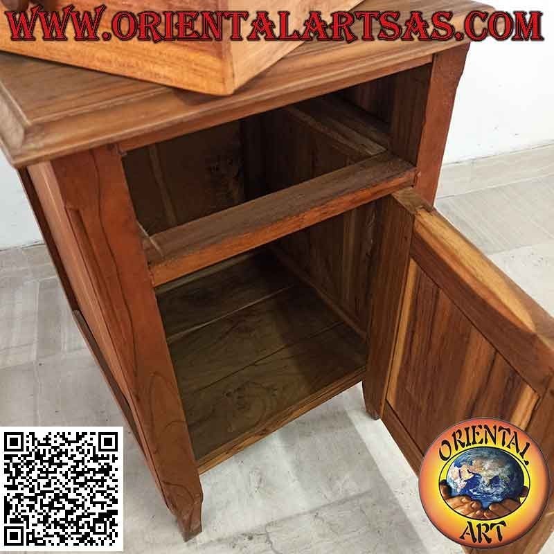 Table de chevet simple avec tiroir et porte en bois de teck