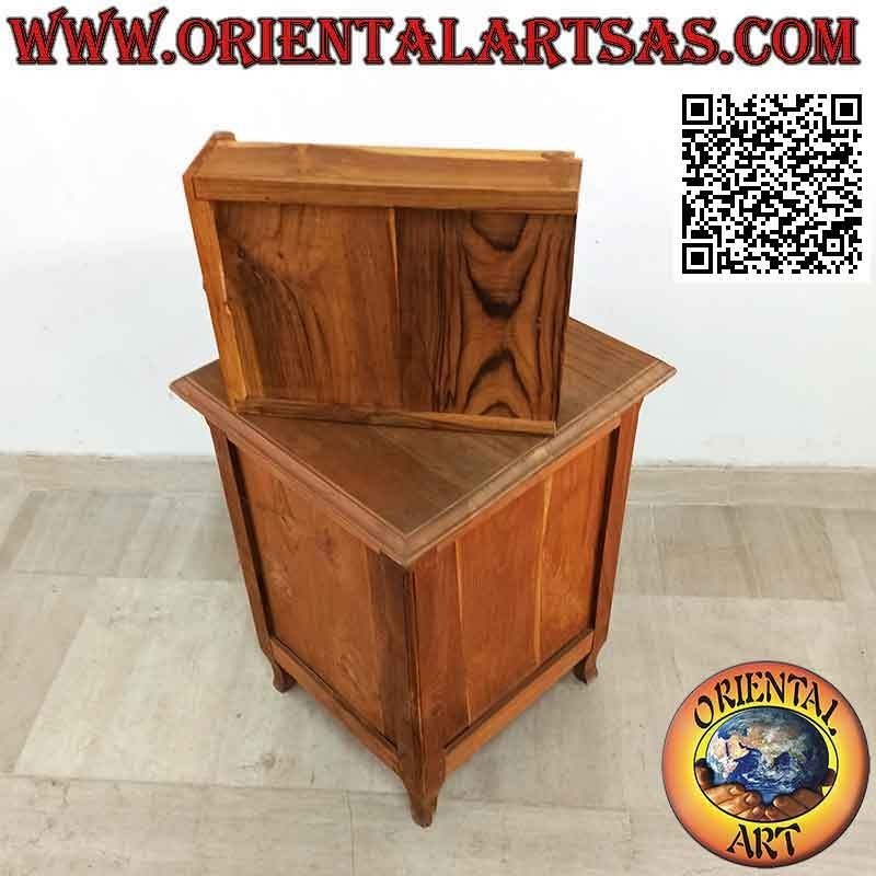 Comodino semplice con cassetto e anta in legno di teak