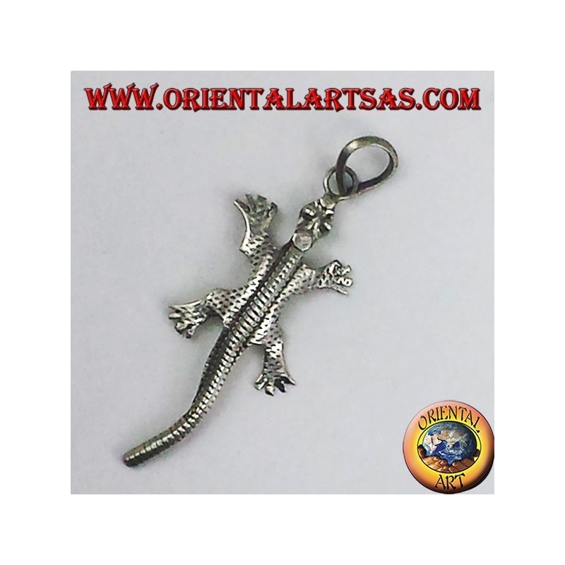 silver pendant, gecko