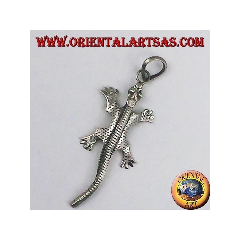 silver pendant, gecko
