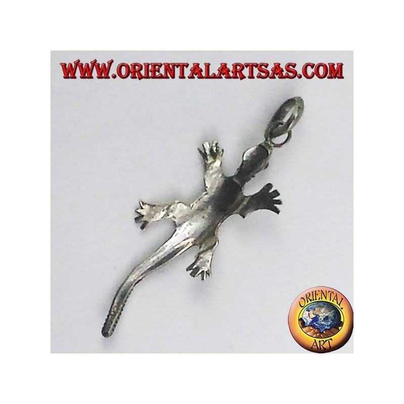 silver pendant, gecko