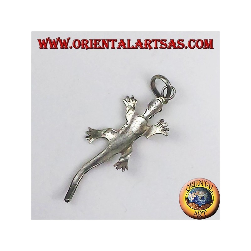 silver pendant, gecko