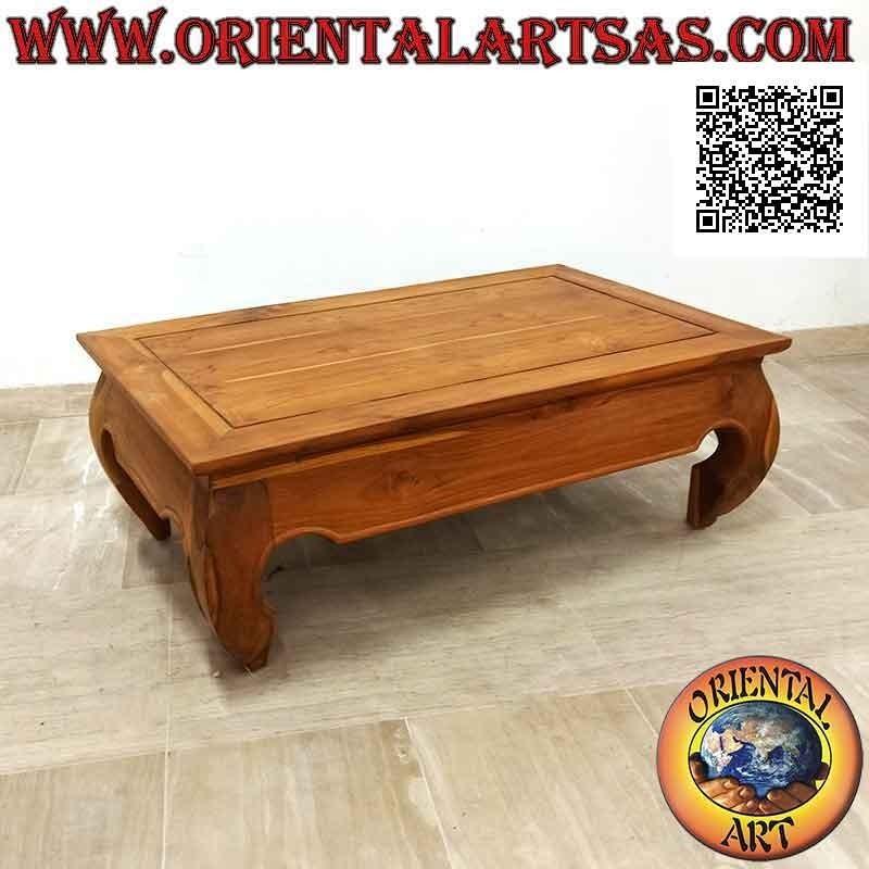 Table basse ouvrante de style opium (opium) en bois de teck (100*60, h37)