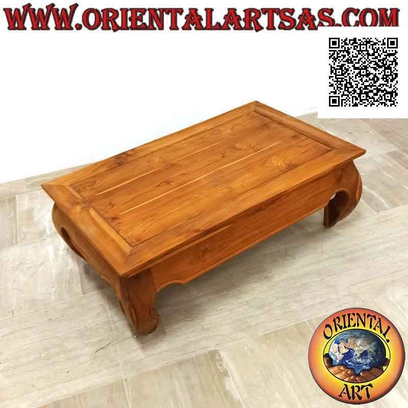 Table basse ouvrante de style opium (opium) en bois de teck (100*60, h37)