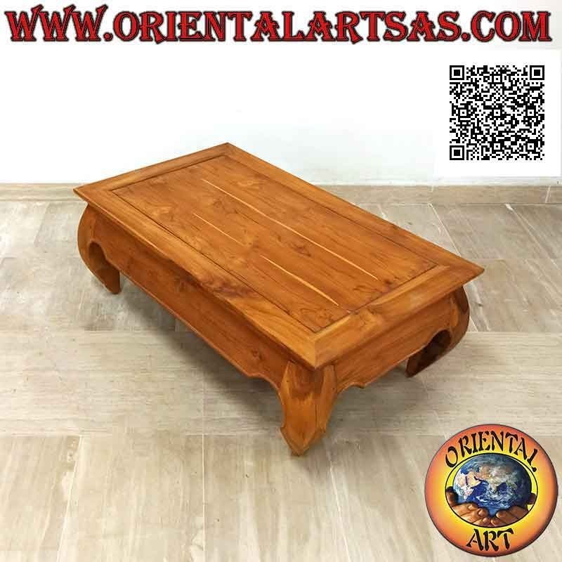 Table basse ouvrante de style opium (opium) en bois de teck (100*60, h37)