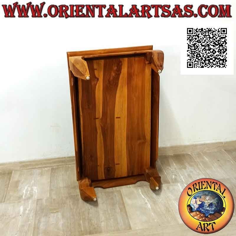 Tavolino basso da salotto in stile oppio (opium) apribile in legno di teak (100*60, h37)