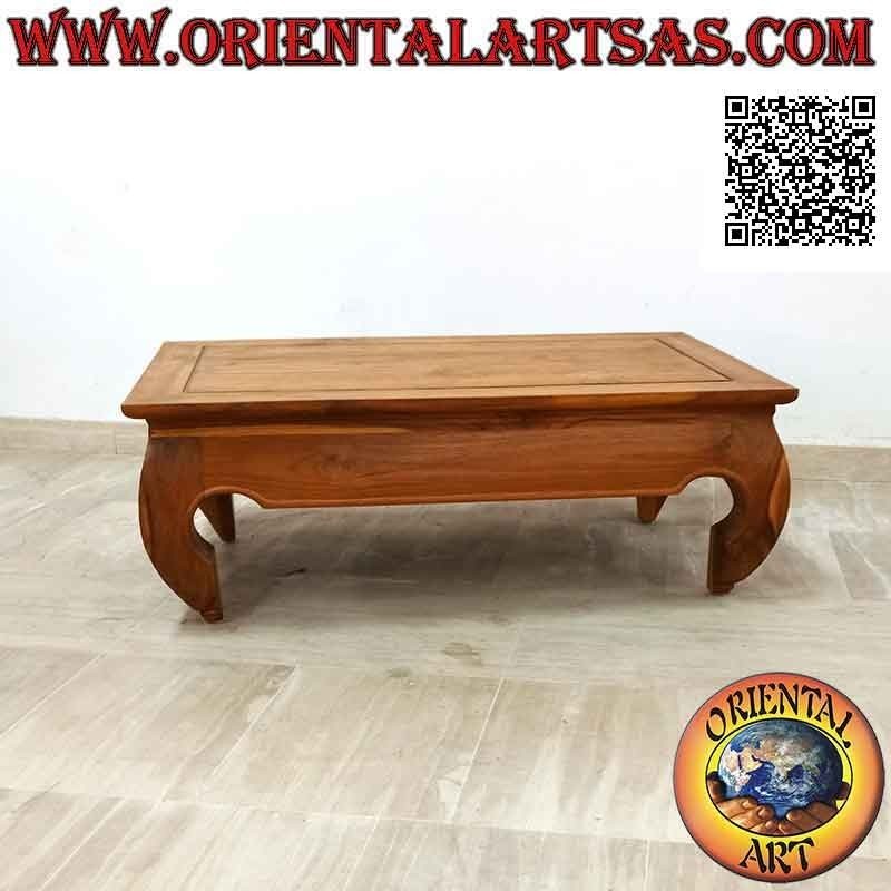 Mesa baja de apertura en estilo opio (opio) en madera de teca (100 * 60, h37)