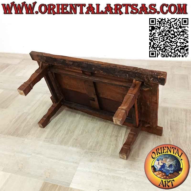 Antique low primitive living room table in antique teak wood