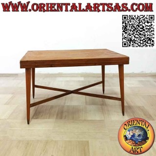 Tavolo antico rettangolare stile "anni 70" in legno antico di teak (120*80)