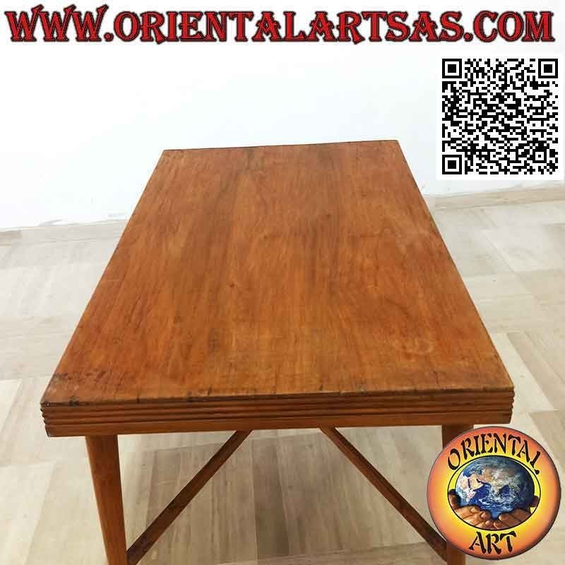 Tavolo antico rettangolare stile "anni 70" in legno antico di teak (120*80)