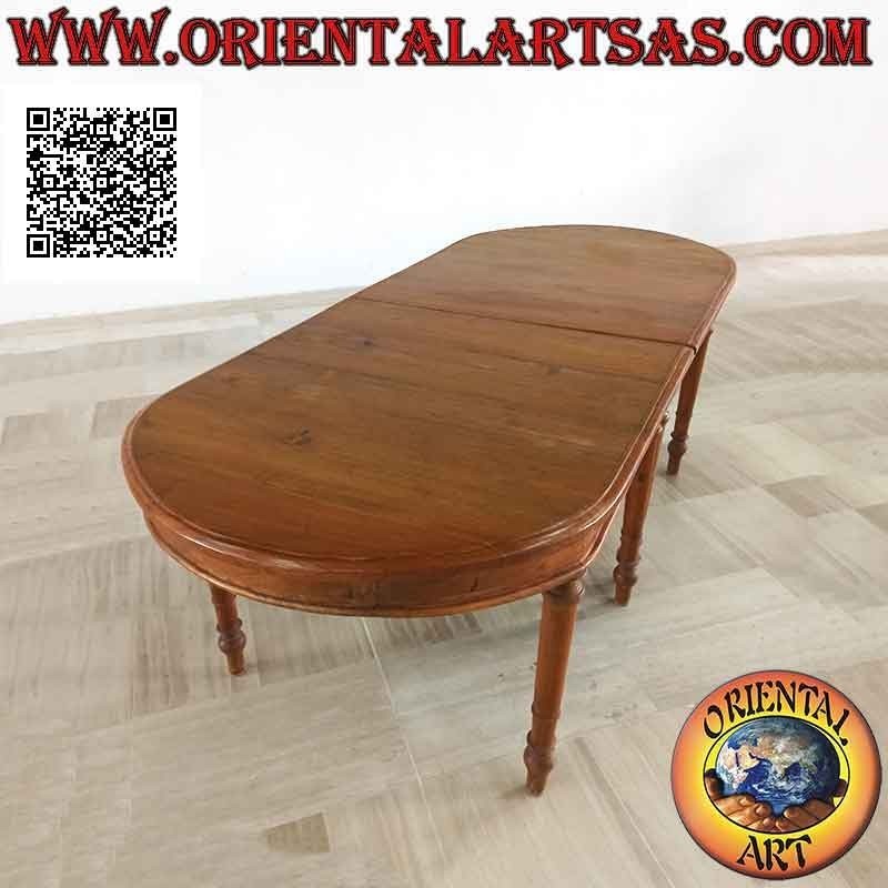 Simple provencal style extendable elliptical table in teak wood (100 * 230 + 50)