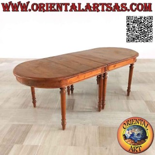 Simple provencal style extendable elliptical table in teak wood (100 * 230 + 50)