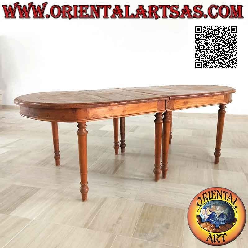 Tavolo ellittico allungabile in stile provenzale semplice in legno di teak (100*230+50)
