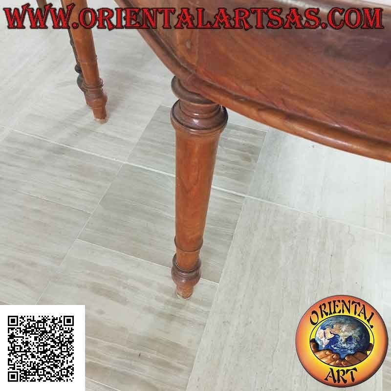 Table elliptique simple de style provençal extensible en bois de teck (100 * 230 + 50)