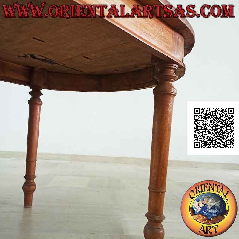 Simple provencal style extendable elliptical table in teak wood (100 * 230 + 50)