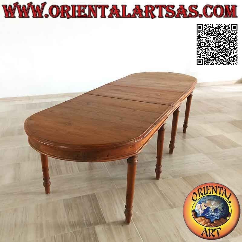 Mesa elíptica extensible simple estilo provenzal en madera de teca (100 * 230 + 50)
