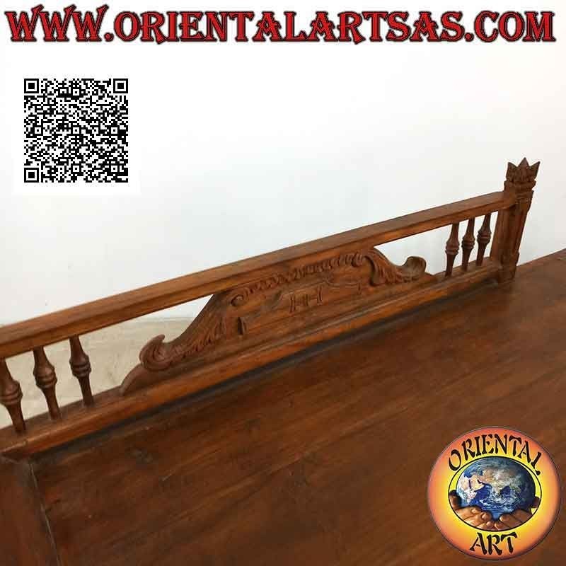 Imperial style triclinium sofa with carved decorations and side (left) in teak wood