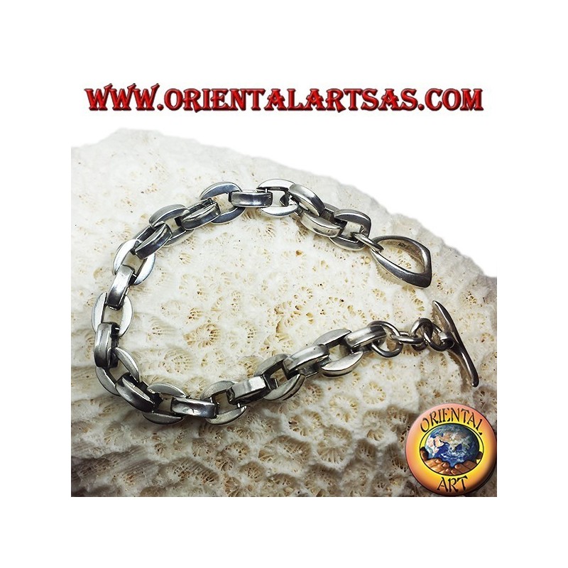 silver bracelet, thick square chain