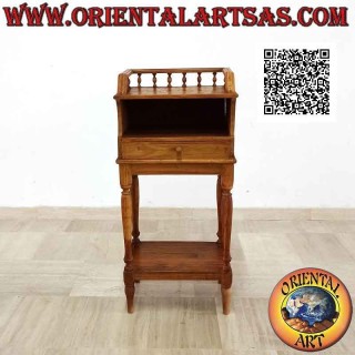 Mueble de entrada con cajón, compartimento y balda de estilo provenzal en madera de teca