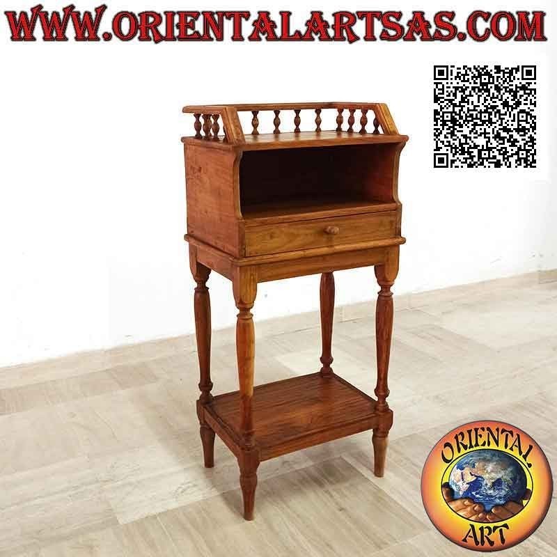 Mueble de entrada con cajón, compartimento y balda de estilo provenzal en madera de teca