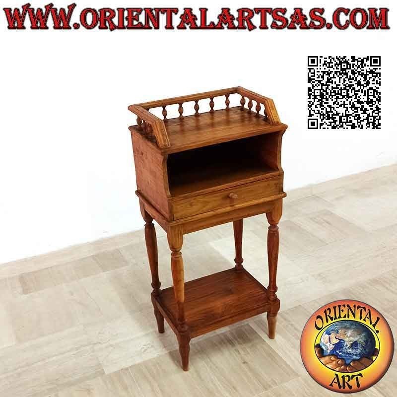 Mobile da ingresso con cassetto, scomparto e ripiano in stile provenzale in legno di teak