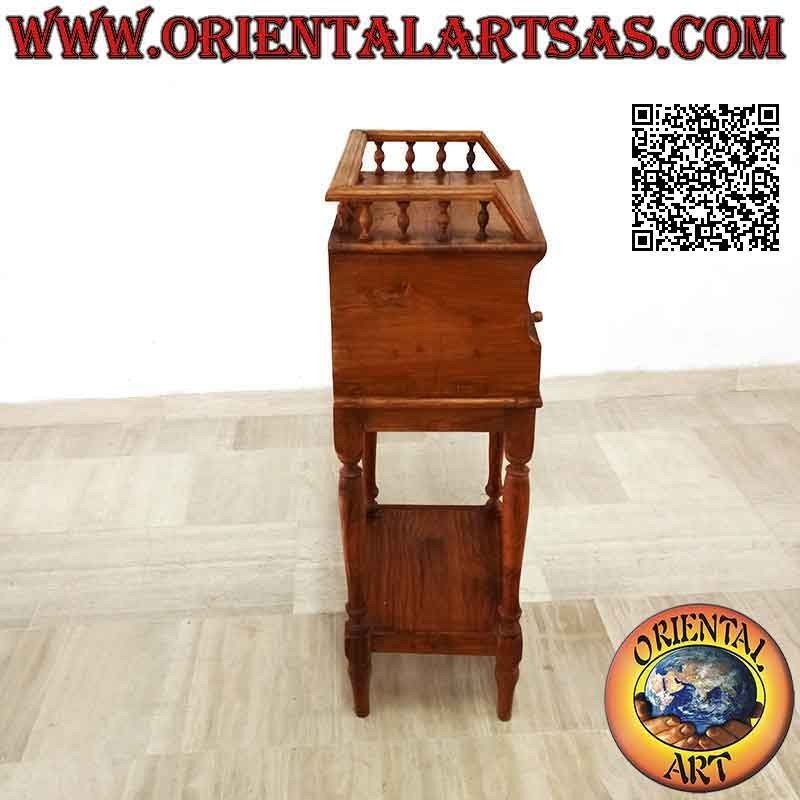 Mobile da ingresso con cassetto, scomparto e ripiano in stile provenzale in legno di teak