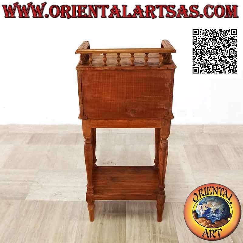 Mobile da ingresso con cassetto, scomparto e ripiano in stile provenzale in legno di teak