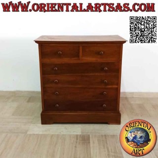 Rectangular chest of drawers with four drawers and two drawers in teak wood (depth 55) b