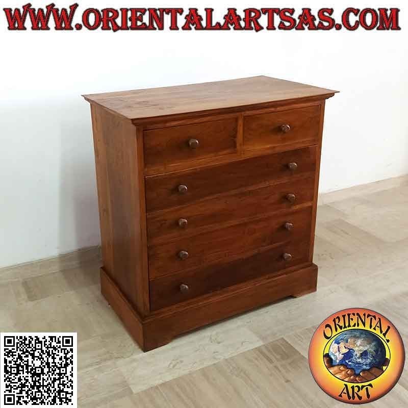 Rectangular chest of drawers with four drawers and two drawers in teak wood (depth 55) b