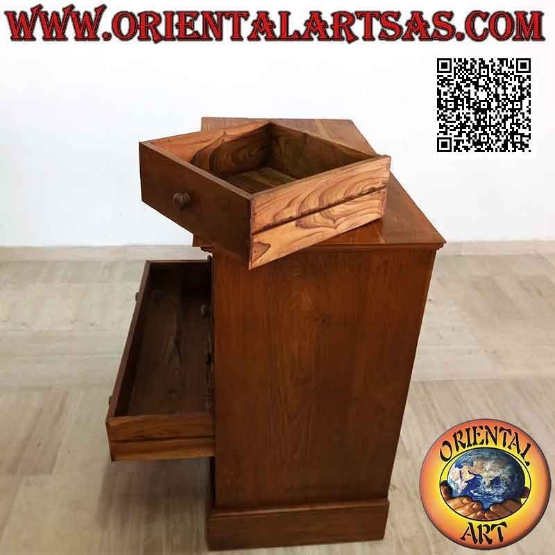 Rectangular chest of drawers with four drawers and two drawers in teak wood (depth 55) b