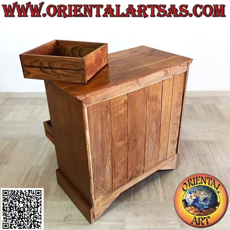 Comò rettangolare con quattro cassettoni e due cassetti in legno di teak (profondità 55) b